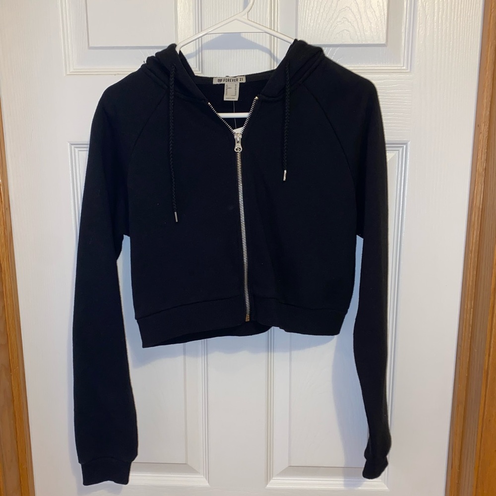 Black Crop Hoodie, Size XS